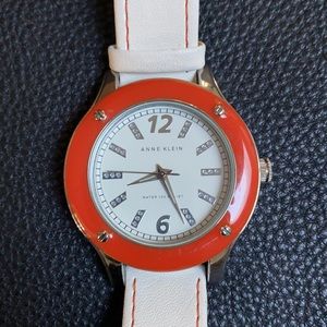 White and Orange Anne Klein watch